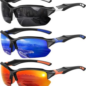XVXV Polarized Sports Sunglasses for Men - UV Protection Lightweight Half Frame Sun Glasses for Running Fishing Golf